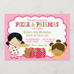 Pizza and Pajamas Sleepover Party Invitation