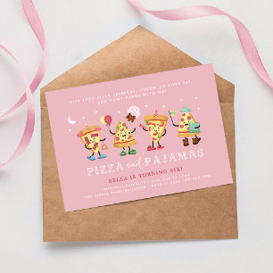 Pizza and Pajamas Sleepover Slumber Party Birthday Invitation