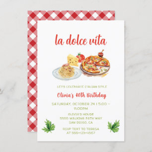 Pizza and Pasta Party Birthday Italian Dinner Invitation