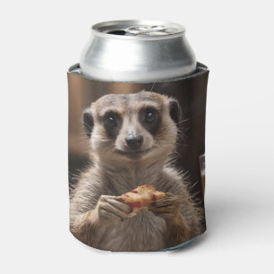 "Pizza and Pints: A Meerkat’s Perfect Snack Break" Can Cooler