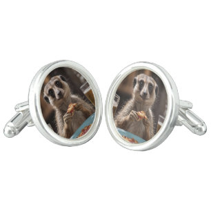 "Pizza and Pints: A Meerkat’s Perfect Snack Break" Cufflinks