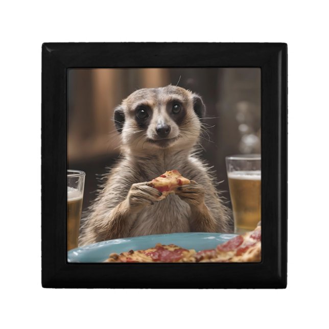 "Pizza and Pints: A Meerkat’s Perfect Snack Break" Gift Box (Front)
