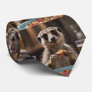 "Pizza and Pints: A Meerkat’s Perfect Snack Break" Neck Tie