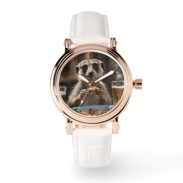 "Pizza and Pints: A Meerkat’s Perfect Snack Break" Watch (Front)