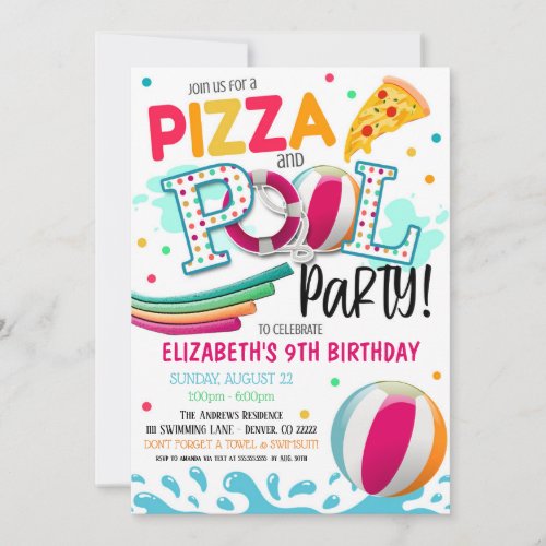 Pizza and Pool Party Invitation