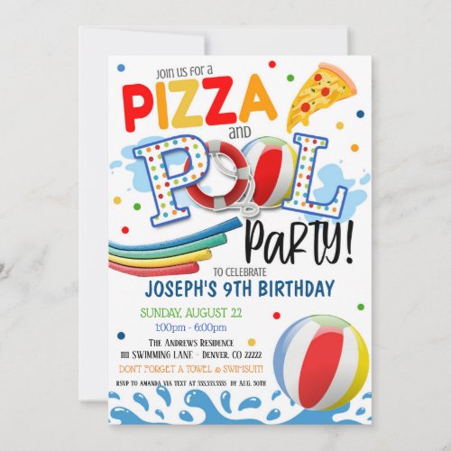 Pizza and Pool Party Invitation