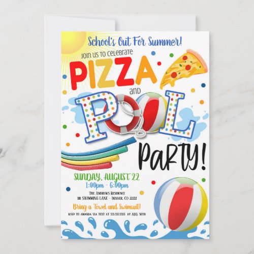 Pizza and Pool Party Invitation