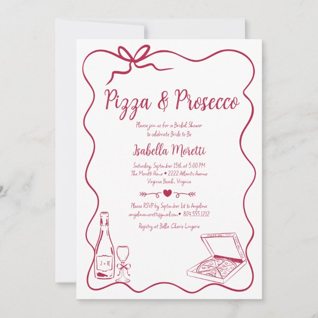 Pizza and Prosecco Bridal Shower Invitation (Front)
