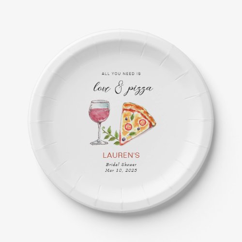 Pizza and Wine Bridal shower  Paper Plates