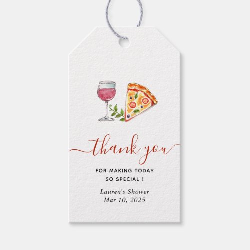 Pizza and Wine Bridal shower Thank you Gift Tags