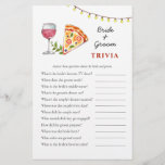 Pizza and Wine Bridal Shower Trivia games<br><div class="desc">"Pizza and love" theme  Bridal shower Trivia game featuring cute hand painted watercolor suitcase and globe.  Personalize the back of the card with name of the bride and shower date.</div>