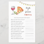 Pizza and Wine Bridal Shower Trivia games<br><div class="desc">"Pizza and love" theme  Bridal shower Trivia game featuring cute hand painted watercolor suitcase and globe.  Personalize the back of the card with name of the bride and shower date.</div>