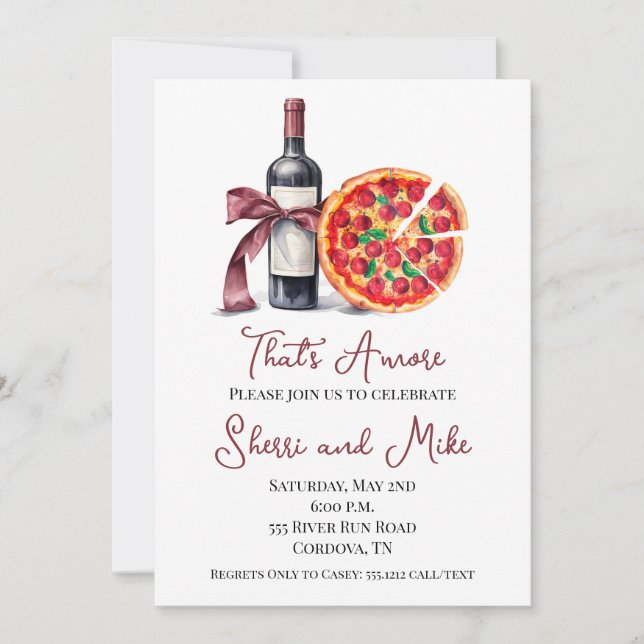 Pizza and Wine Engagment Party Invitation (Front)
