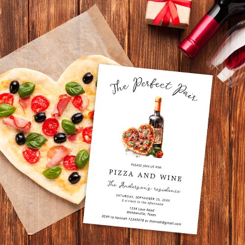 Pizza and Wine Night Modern Minimal Invitation