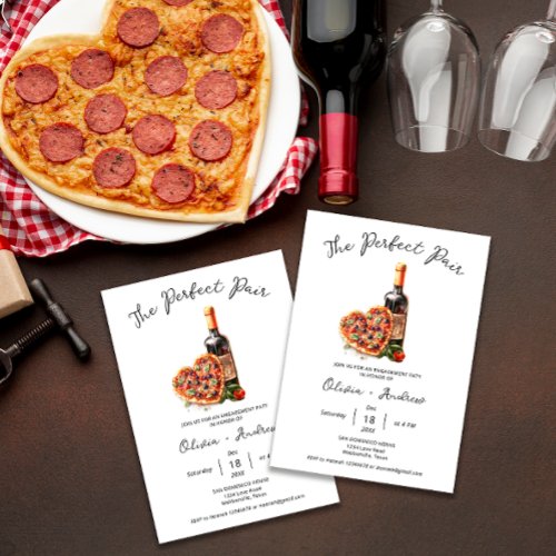 Pizza and Wine Perfect Pair Engagement Party Invitation