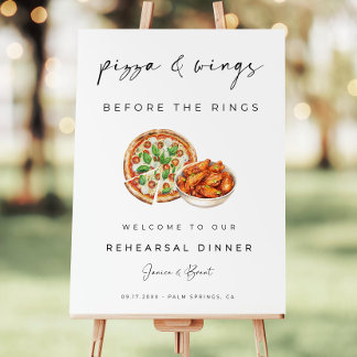 Pizza And Wings Before The Rings Rehearsal Dinner Foam Board