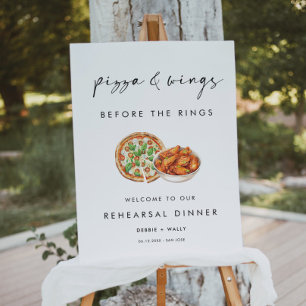 Pizza and Wings Before the Rings Rehearsal Dinner Foam Board