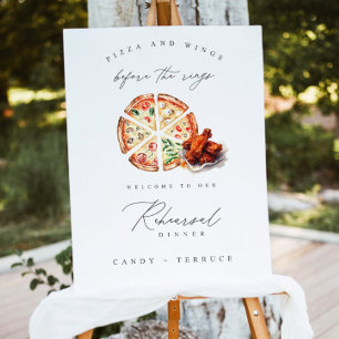 Pizza and wings before the rings Welcome Sign Temp