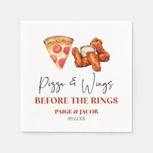Pizza and Wings Before The Wings Rehearsal Dinner Napkins