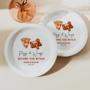 Pizza and Wings Before The Wings Rehearsal Dinner Paper Plates