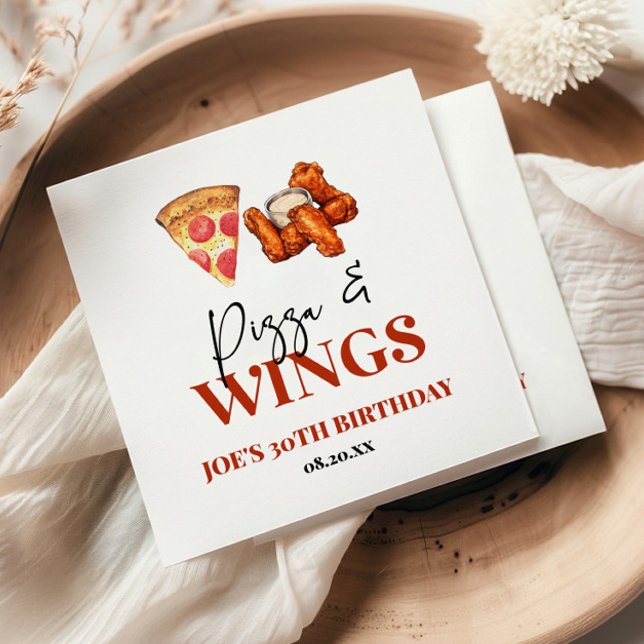 Pizza and Wings Birthday Party Napkins (Creator Uploaded)