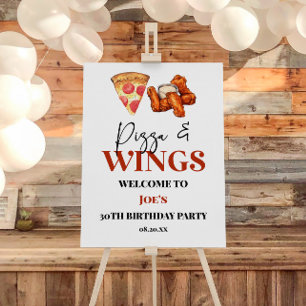 Pizza and Wings Birthday Party Welcome Sign