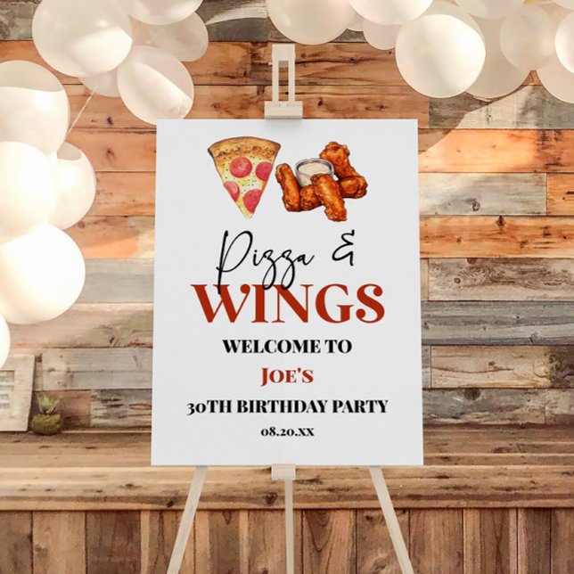Pizza and Wings Birthday Party Welcome Sign (Creator Uploaded)