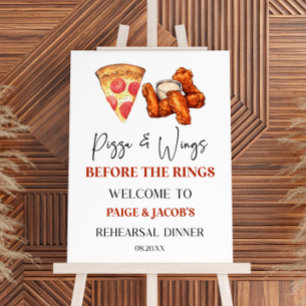 Pizza and Wings Rehearsal Dinner Welcome Sign