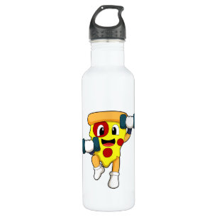 Pizza at Fitness with Dumbbells Stainless Steel Water Bottle