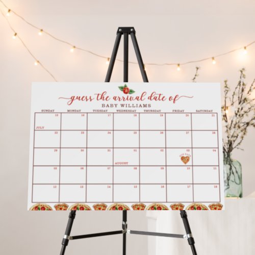 Pizza Baby Shower Baby Due Date Calendar Sign