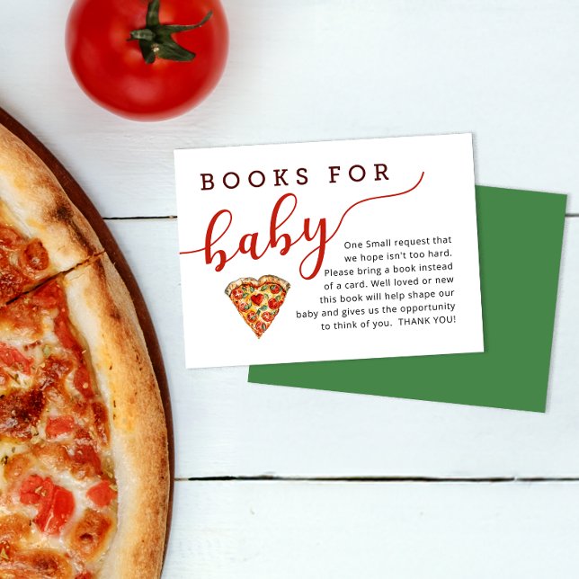 Pizza Baby Shower Book Request Card – Books for Ba (Books for Baby Insert)