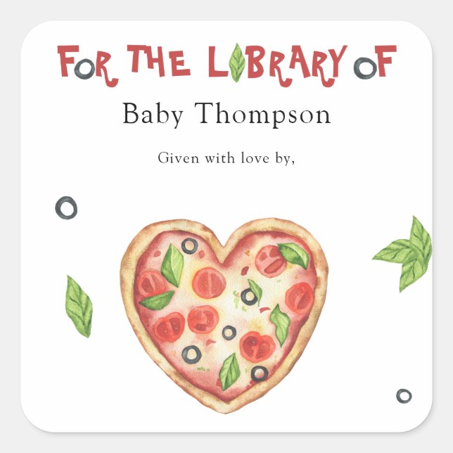 Pizza Baby Shower bookplate - for the library of (Front)