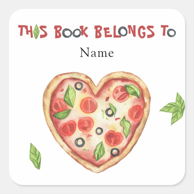 Pizza Baby Shower bookplate - This book belongs to (Front)