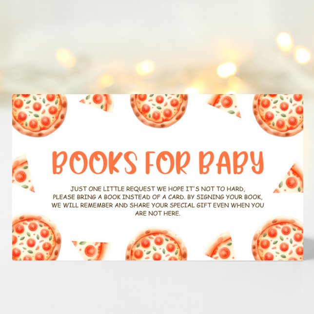 Pizza Baby Shower Books For Baby Enclosure Card (Creator Uploaded)