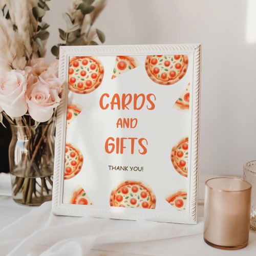 Pizza Baby Shower Cards and Gifts Sign