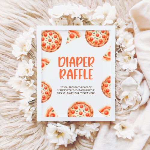 Pizza Baby Shower Diaper Raffle Sign