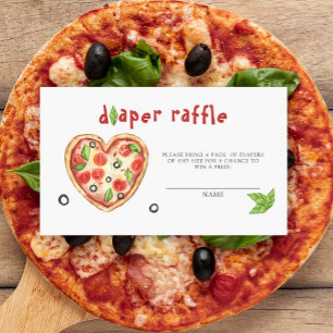 Pizza baby shower - diaper raffle ticket enclosure card
