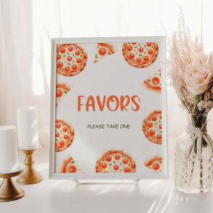 Pizza Baby Shower Favors Sign, Slice Slice Baby Poster