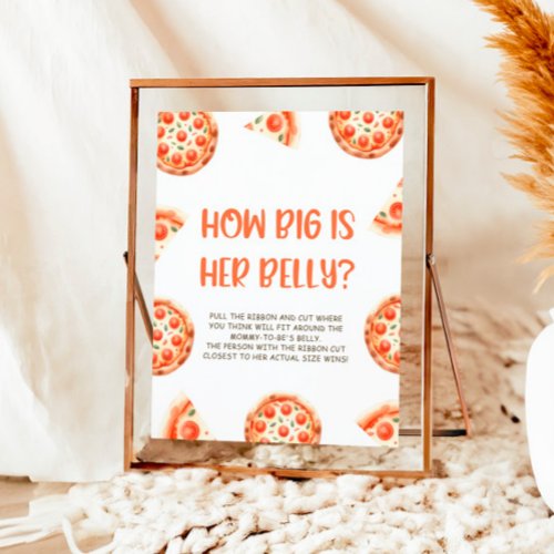 Pizza Baby Shower Game Sign How Big Is Her Belly