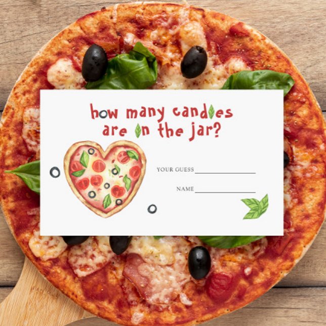 Pizza baby shower - How many candies Enclosure Card (Creator Uploaded)