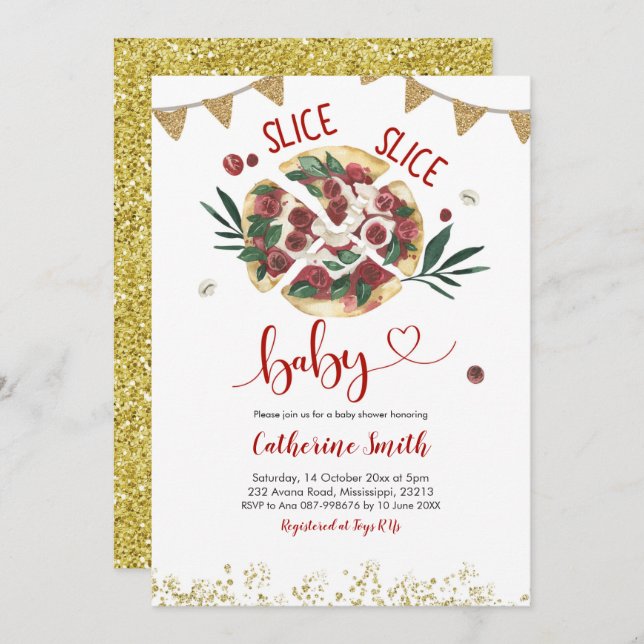 Pizza Baby Shower invitation (Front/Back)