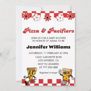 Pizza Baby Shower Invitations Pizza and Pacifiers