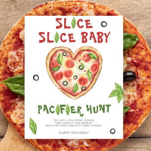 Pizza baby shower - pacifier hunt game poster