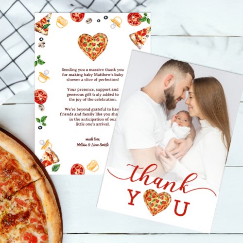 Pizza Baby Shower Photo Thank You Card