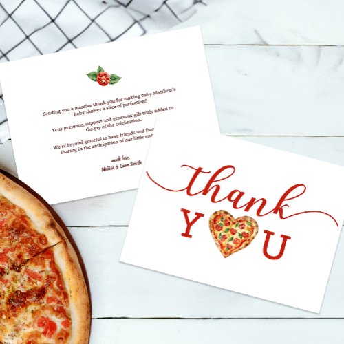 Pizza Baby Shower Thank You Card