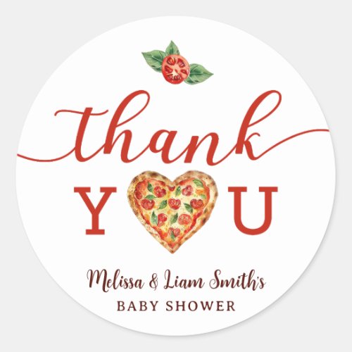 Pizza Baby Shower Thank You Party Favor  Classic Round Sticker