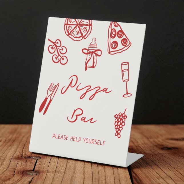 Pizza Bar Pizza Station Pizza Baby Shower Pedestal Sign (Creator Uploaded)