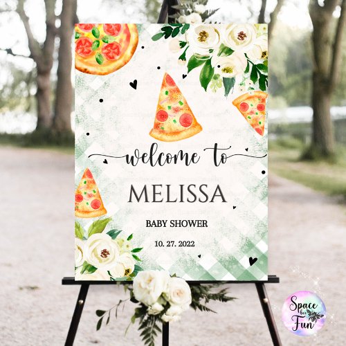 Pizza BBQ baby shower Welcome sign Pizza Boy