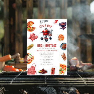 pizza bbq sauce baby shower invitation
