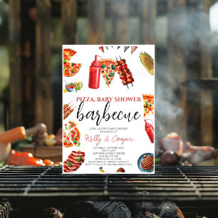 pizza bbq sauce baby shower invitation